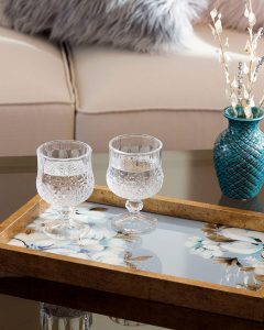 Декоративный поднос из стекла Georgia 22x37 см, синий