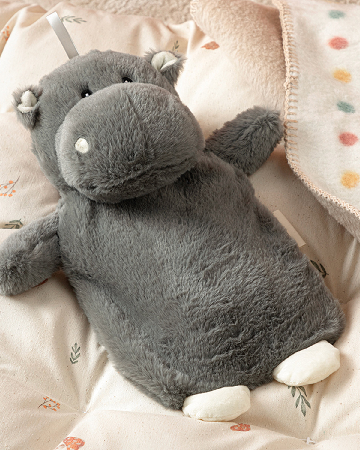 Hipopotam Plush Hot Water Bottle 750 ml Gray   Плюшевая грелка "Бегемот" 750 мл, серая