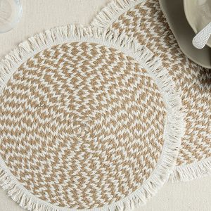 Rolena 50% Cotton 50% Jute 2 pcs Table Mat 35 cm Cream    Салфетки под тарелку Rolena 50% хлопок 50% джут, 2 шт., 35 см