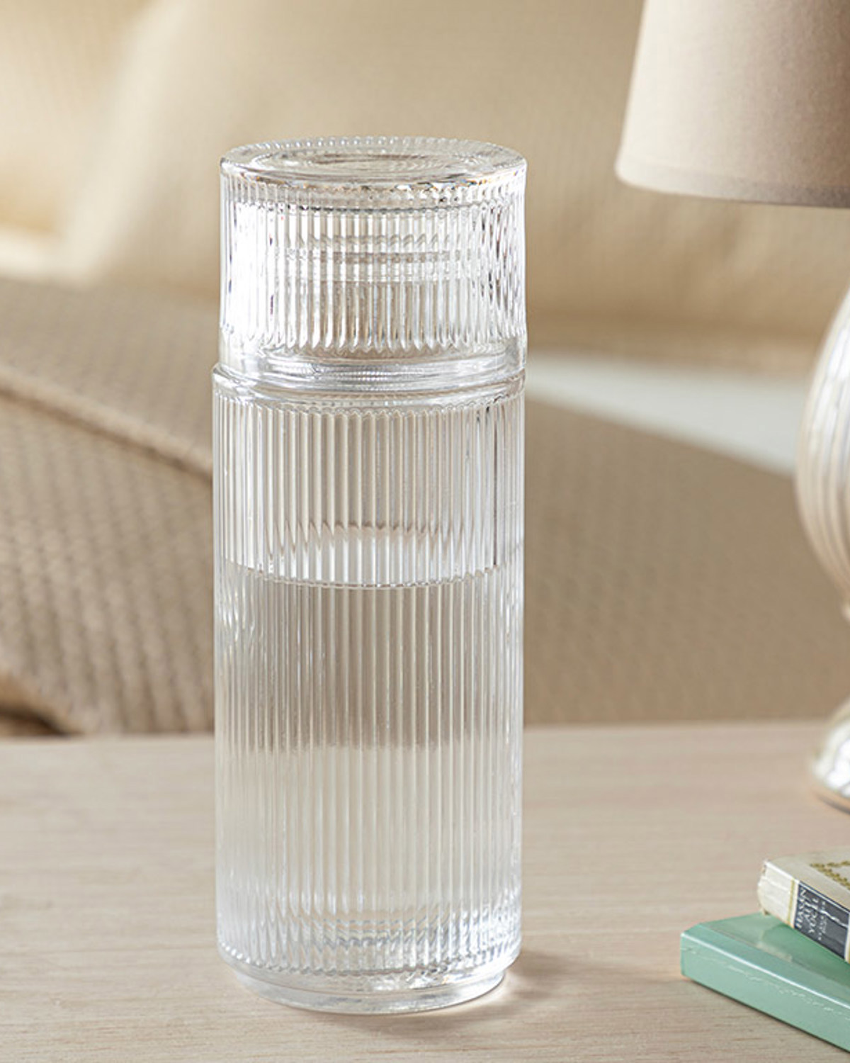 000000010039914001_1 Бутылка для воды из полосатого стекла, прозрачная, 730 мл