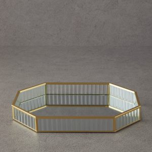 Luxury Glass Decorative Tray 32x23 cm Gold      Роскошный стеклянный декоративный поднос 32x23 см,