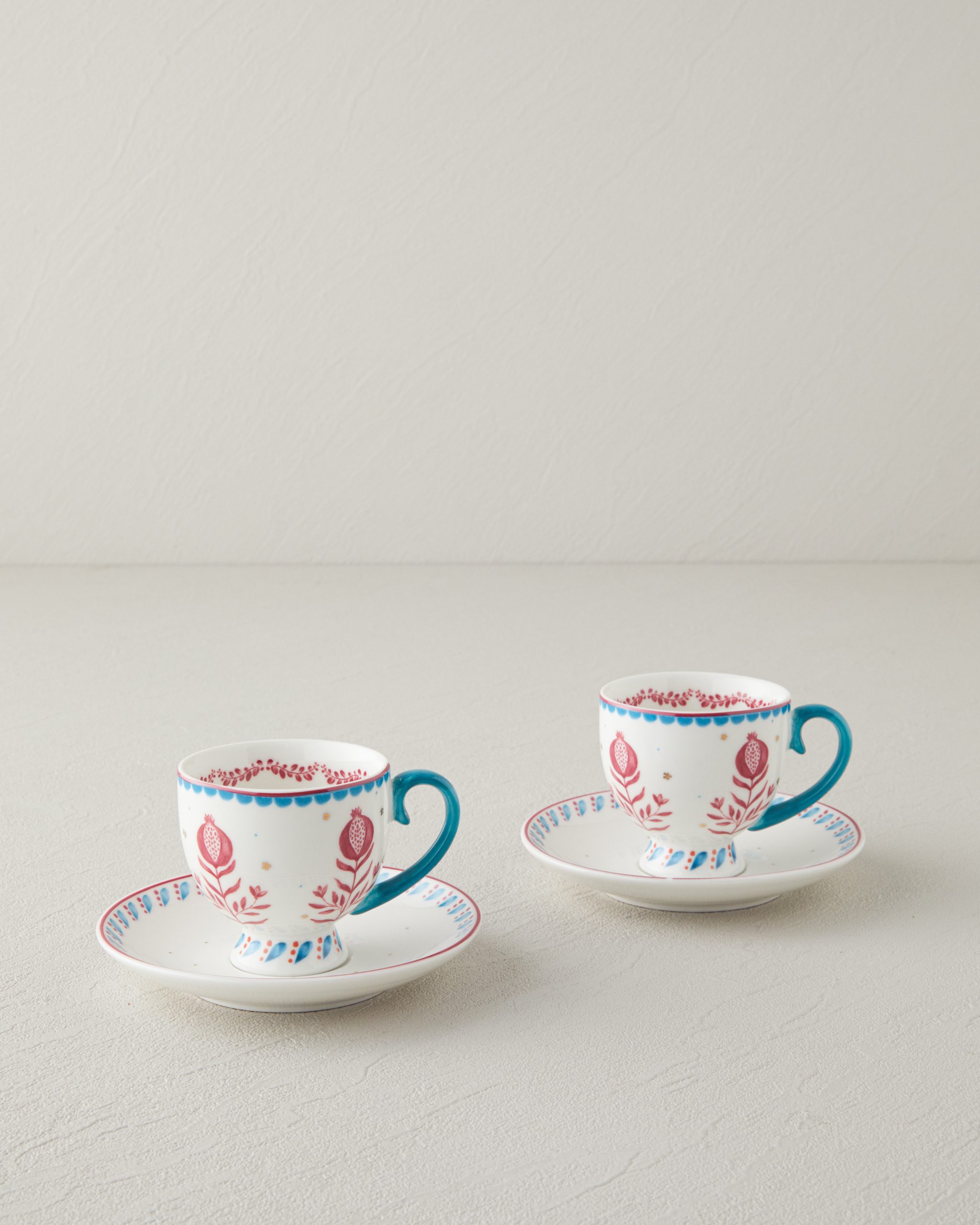 Carnival Tulip New Bone China 4 Pieces 2 Servings Coffee Cup Set 100 ml Light Blue