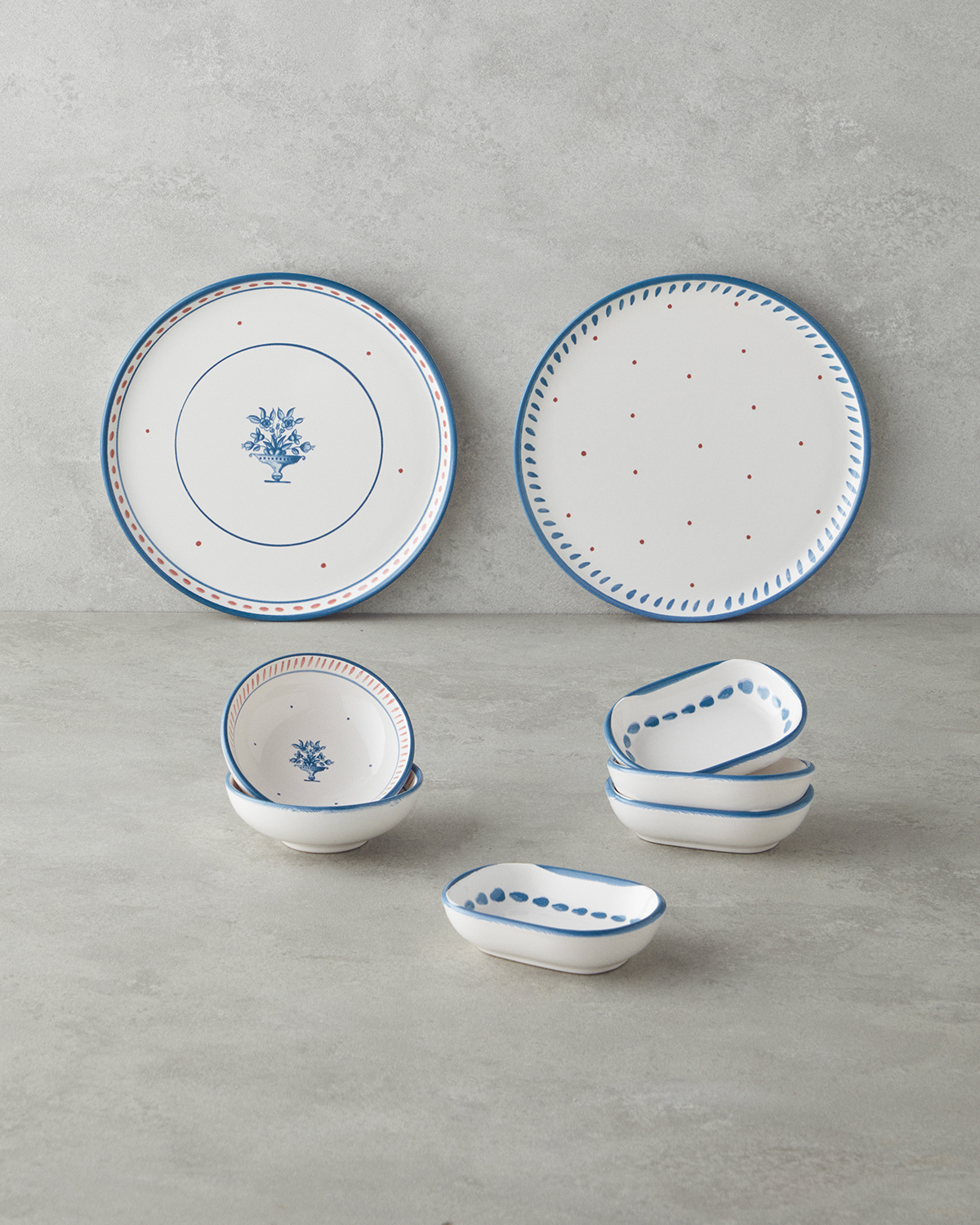 Whisper Ceramic Breakfast Set 8 Pieces, 2 Servings Blue    Керамический набор для завтрака Whisper из 8 предметов на 2 персоны, синий