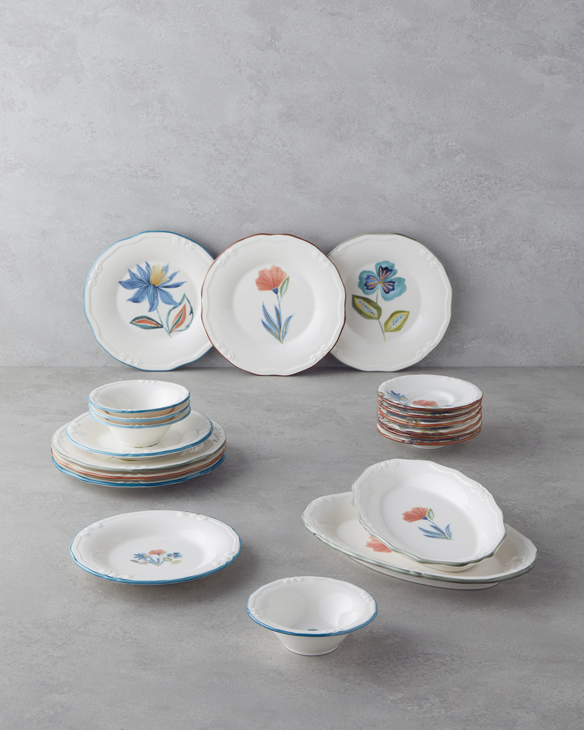 000000010043558001_1 Jessica Porcelain Breakfast Set 20 Pieces, 6 Servings Colored Фарфоровый набор для завтрака на 6 персон "Джессика", 20 предметов, разноцветный