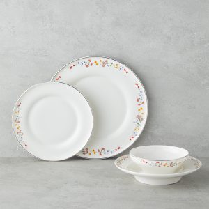 Floral Symphony Bone Porcelain Table Set 24 Pieces, 6 Servings Colored