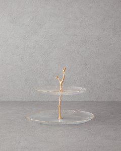 Этажная сервировка Siana Glass 21+28 см, золотая
