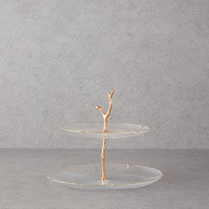Siana Glass Cookie Stand 21+28 cm Gold