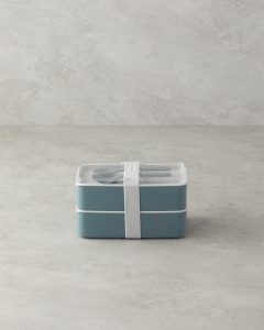 Двухъярусный пластиковый ланч-бокс Mezaluna, зелёный