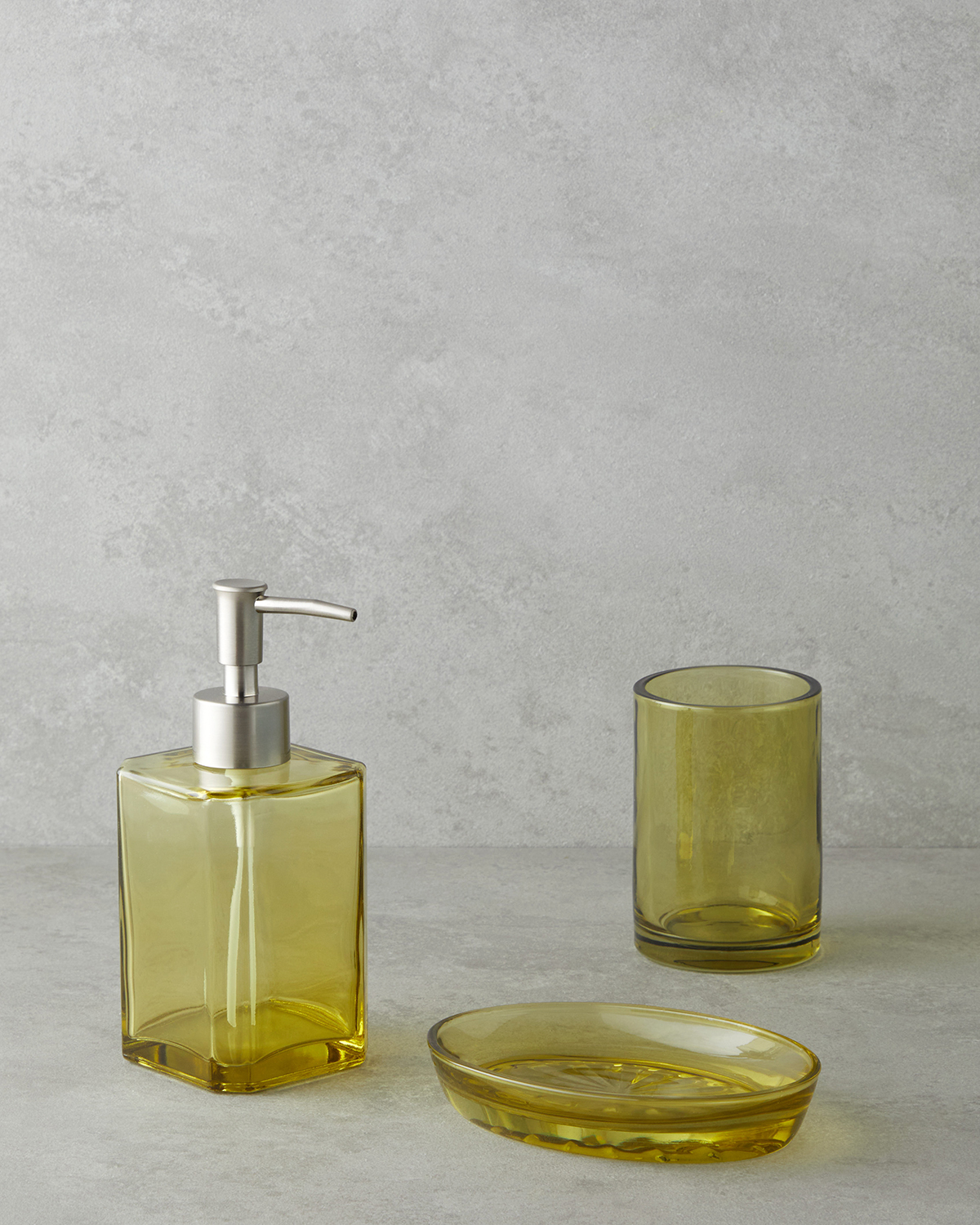 Braid 3 Pcs set Bath Set Oil Green    Набор для ванной Braid из 3 предметов, цвет: масляно-зелёный