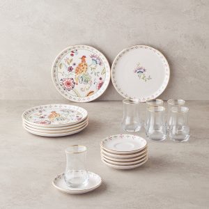 Angelo Ceramic Cake Set 18 Pieces, 6 Servings Colored   Керамический набор для торта Angelo, 18 предметов, на 6 персон, разноцветный