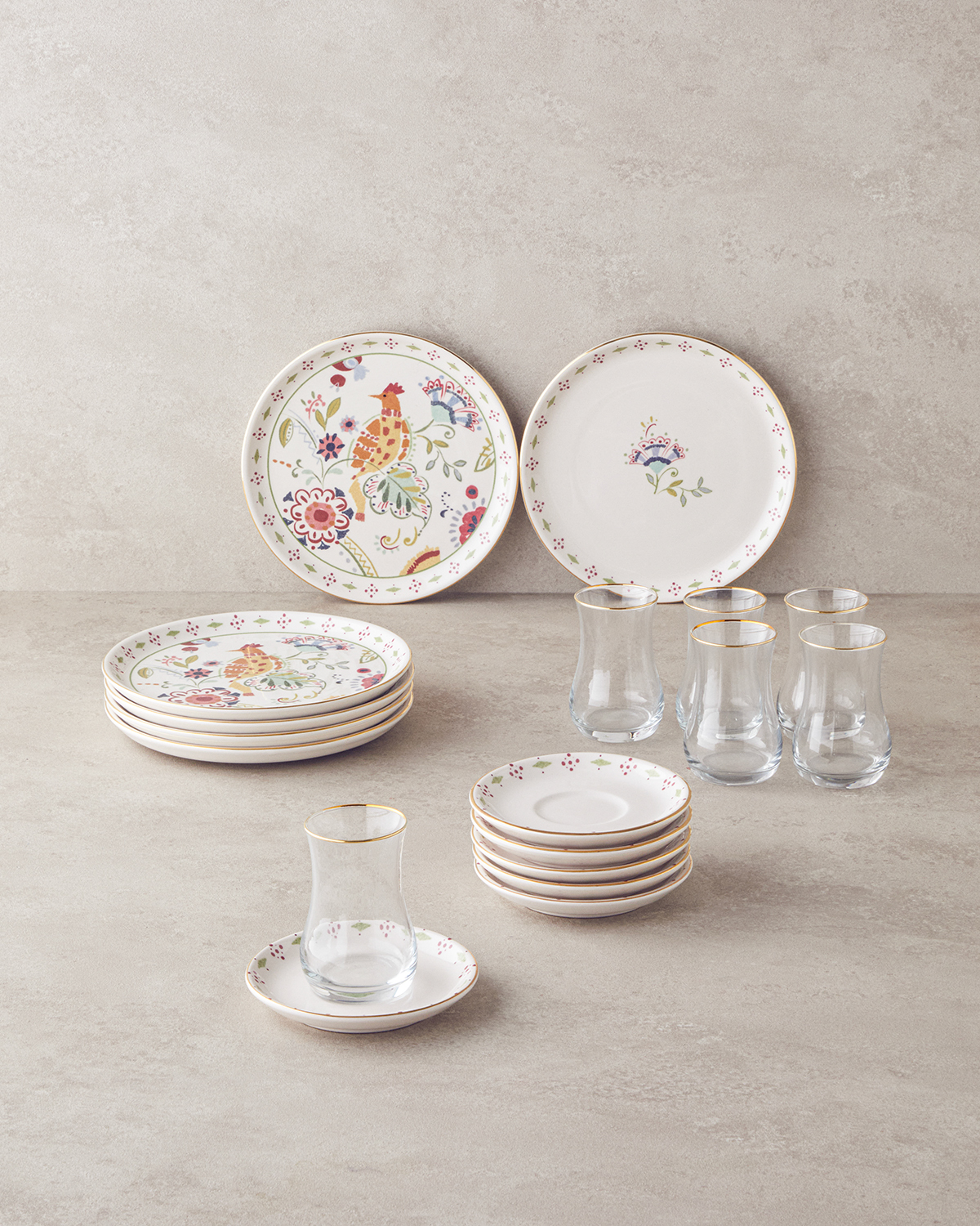 Angelo Ceramic Cake Set 18 Pieces, 6 Servings Colored   Керамический набор для торта Angelo, 18 предметов, на 6 персон, разноцветный