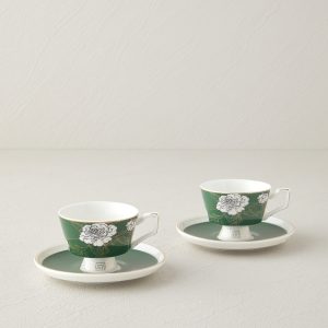 Evelina New Bone China 4 Pieces 2 Servings Coffee Cup Set 90 ml Dark Green    Набор кофейных чашек Evelina New Bone China из 4 предметов на 2 персоны, 90 мл, темно-зеленый