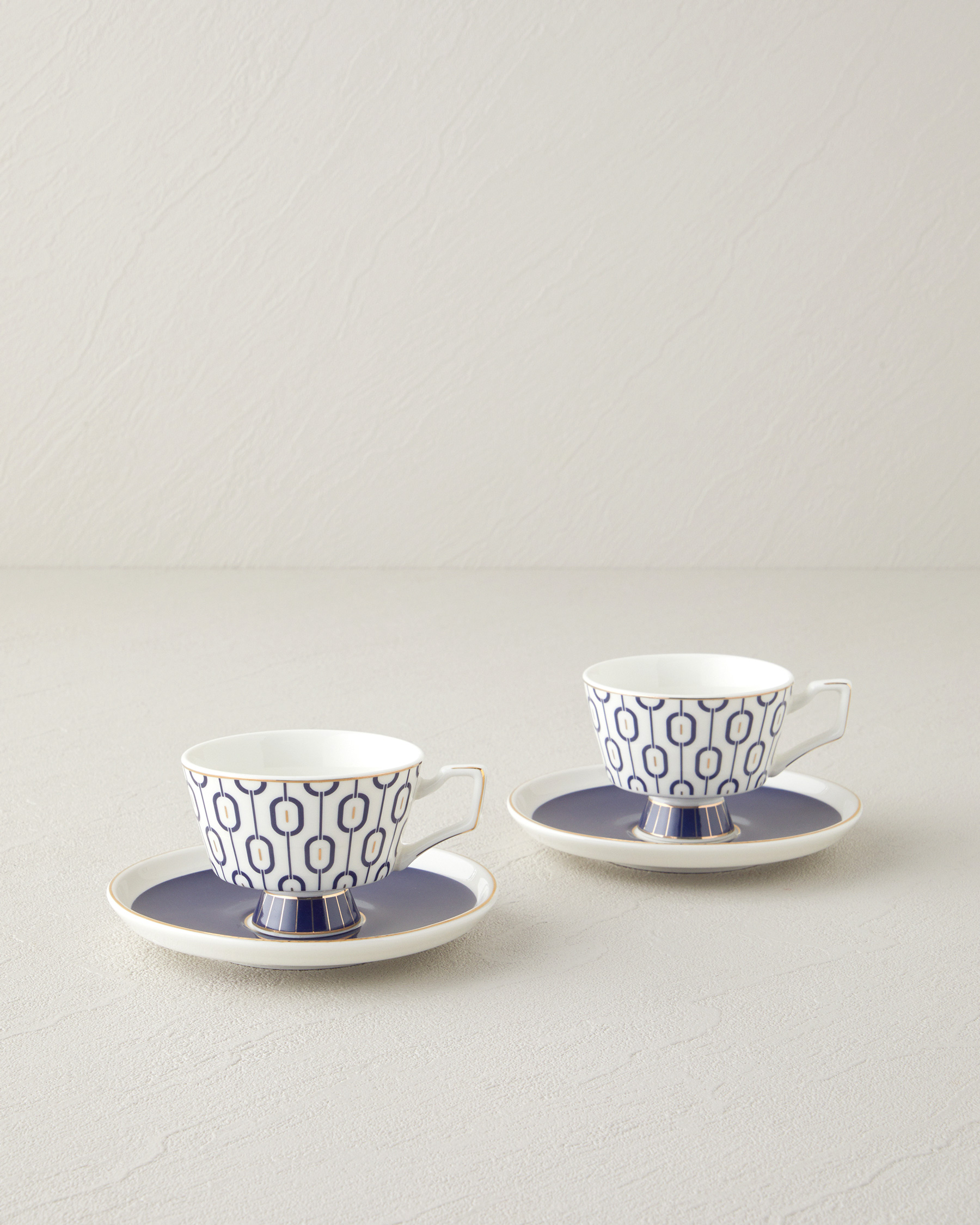 000000010045300001_1 Octavia New Bone China 4 Pieces 2 Servings Coffee Cup Set 90 ml Navy Blue