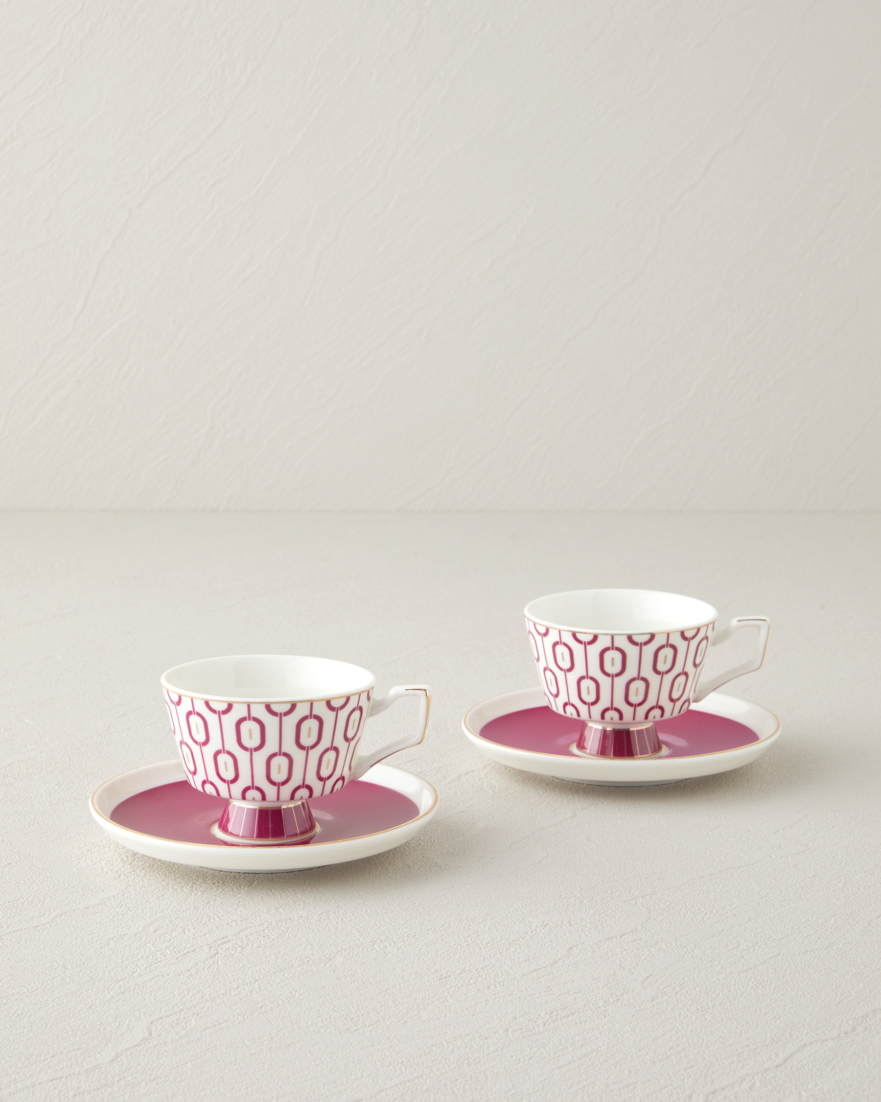 Octavia New Bone China 4 Pieces 2 Servings Coffee Cup Set 90 ml Fuchsia