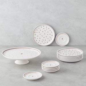 Retro Ceramic Cake Set 13 Pieces 6 Servings Colored      Набор для торта в стиле ретро, ​​богато украшенный ретро