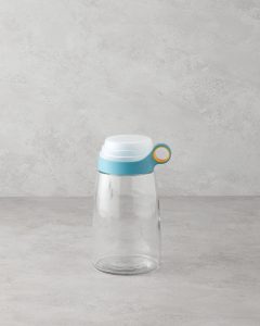 000000010046486001_1 Стеклянная мерная банка Novia с крышкой, 1800 мл, сине-белая