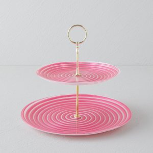 Swirly Glass Cookie Stand 21x28 cm Pınk    Сервиз стеклянный многоярусный Swirly 21x28 см, розовый