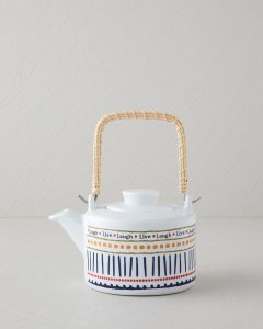 Фарфоровый чайник Wordy 850 мл, белый - тёмно-синий