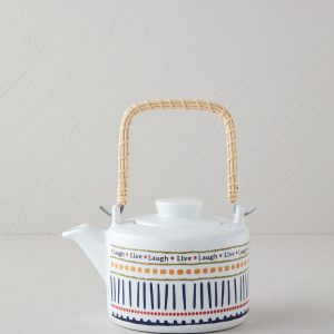 000000010047625001_1 Wordy Porcelain Tea Pot 850 ml White - Navy Blue Фарфоровый чайник Wordy 850 мл, белый - тёмно-синий