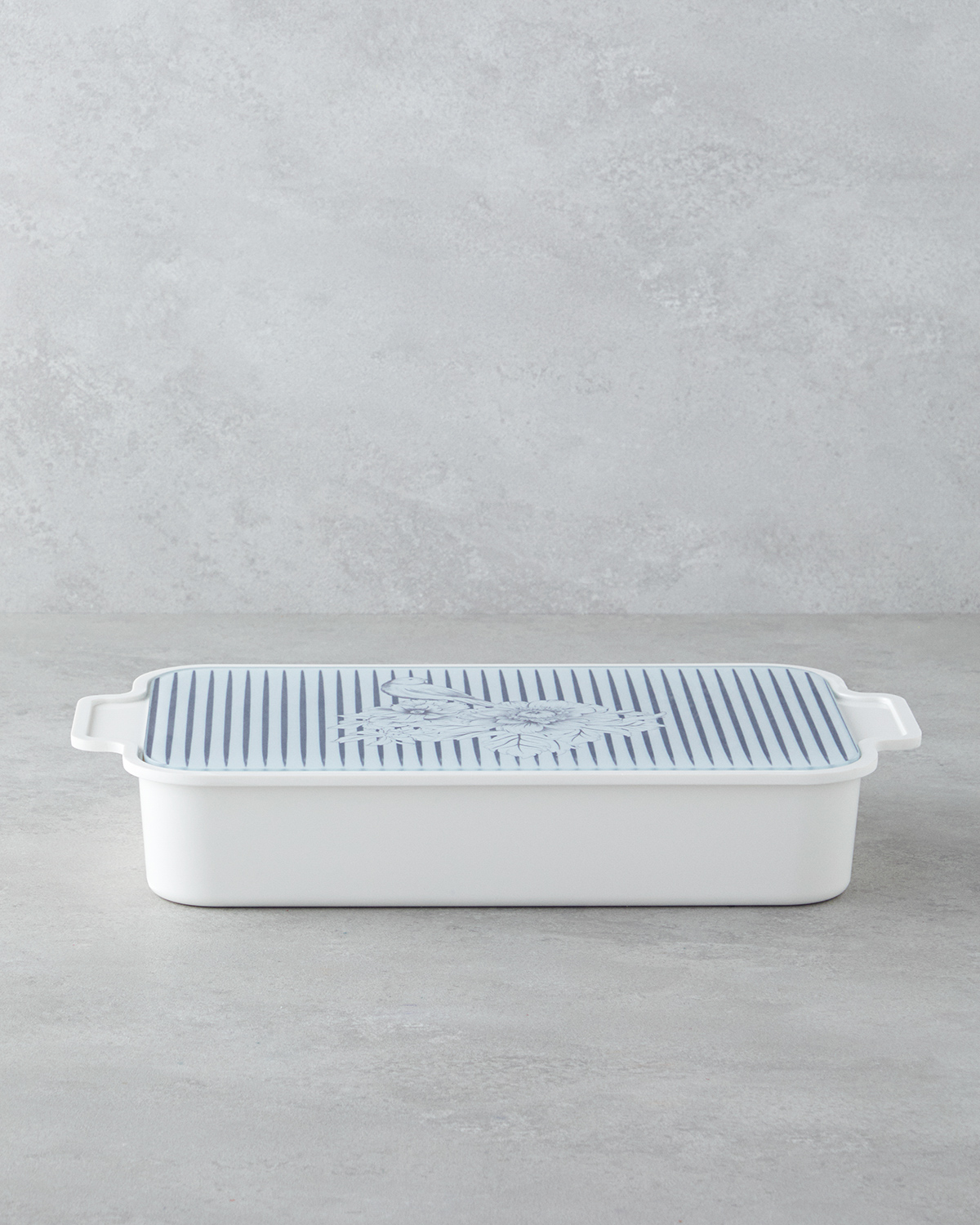 000000010048007001_1 Artistic Garden Melamine 6 pcs Breakfast Container 39x21 cm White - Navy Blue Набор для завтрака Artistic Garden из 6 предметов, меламин, 39 x 21 см, белый - тёмно-синий