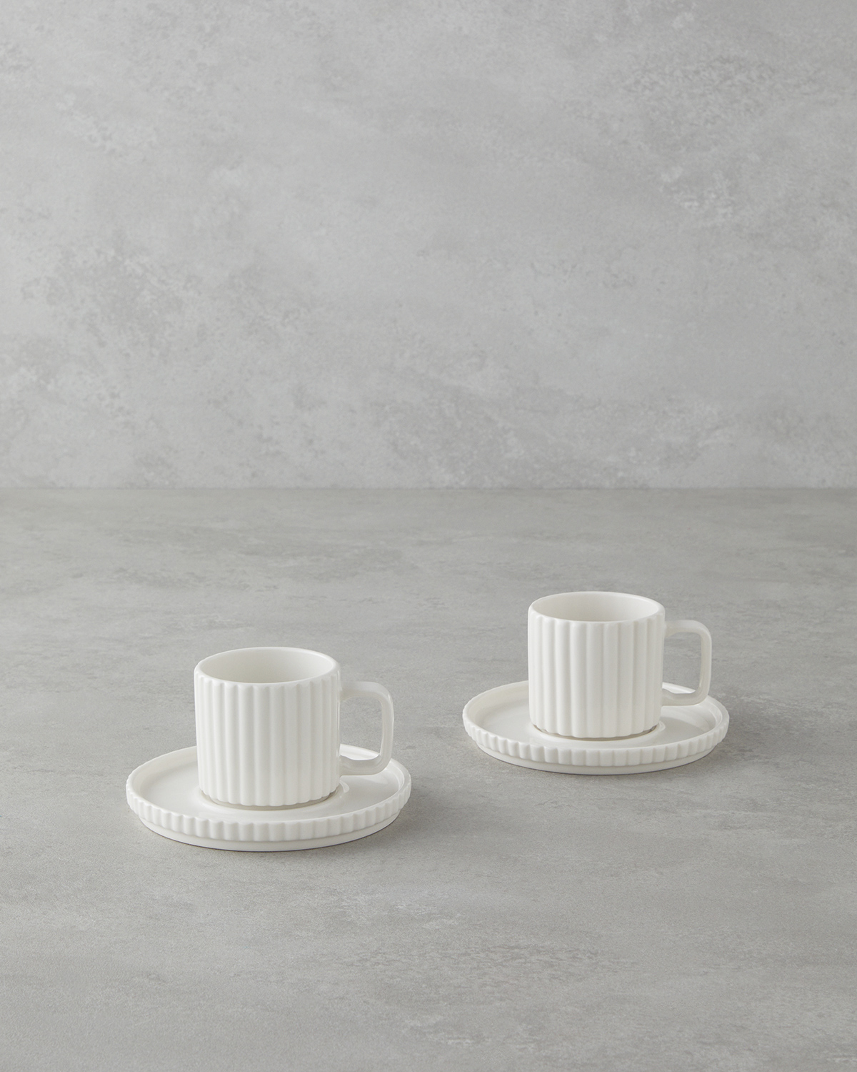Lunara Porcelain 4 Pieces 2 Servings Coffee Cup Set 90 ml White   Фарфоровый набор из 4 кофейных чашек Lunara на 2 персоны, 90 мл, белый