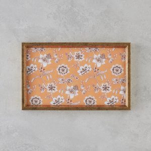 Pine Rose Decorative Tray 16x26 cm Orange