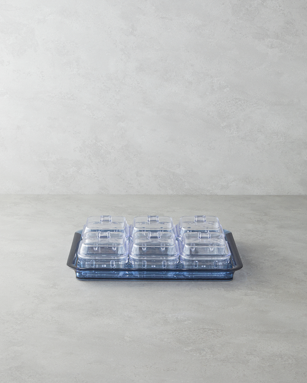 Axel Acrylic With 6 Sections Breakfast Container 25x35 cm Blue     Акриловая тарелка для завтрака Axel, 6 отделений, 25x35 см, синяя