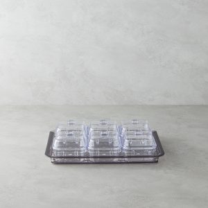 Axel Acrylic With 6 Sections Breakfast Container 25x35 cm Anthracite   Акриловая миска для завтрака Axel с 6 отделениями, цвет антрацит, 25x35 см