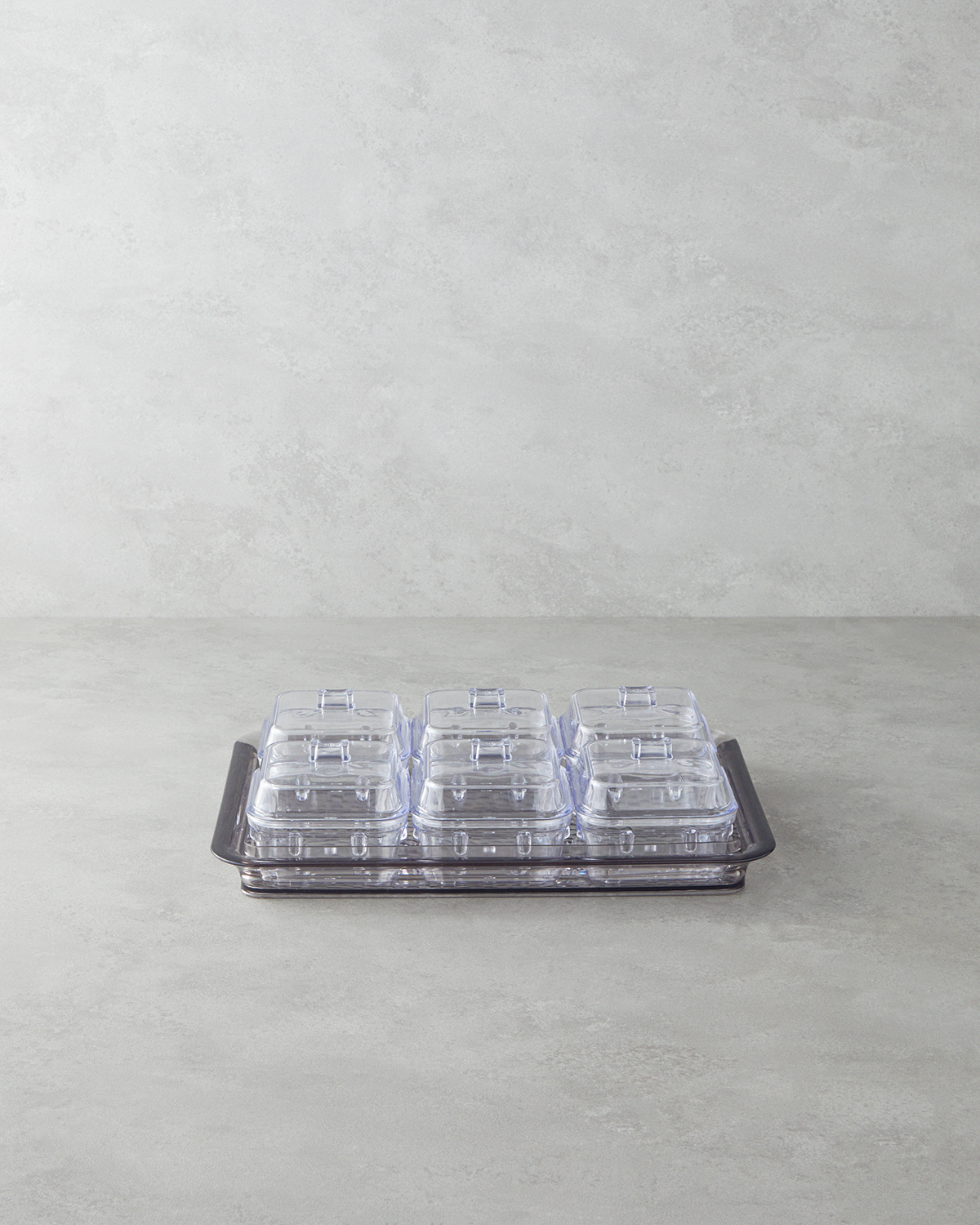 Axel Acrylic With 6 Sections Breakfast Container 25x35 cm Anthracite    Акриловая миска для завтрака Axel с 6 отделениями, цвет антрацит, 25x35 см