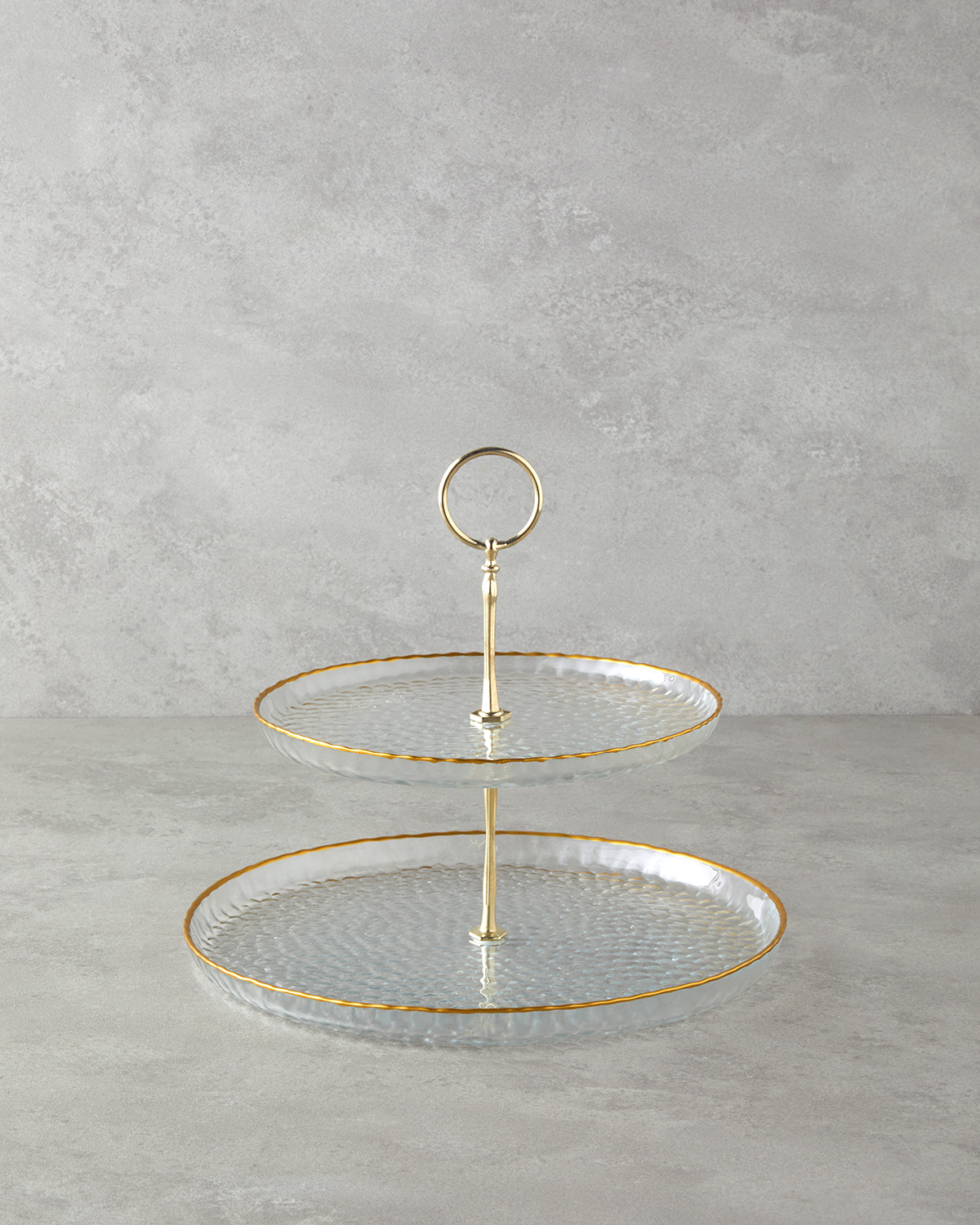 000000010048555001_1 Golden Glow Glass Cookie Stand 21+28 cm Transparent - Gold