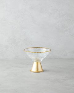 Сервировочная стеклянная посуда Glow 16 см, прозрачная с золотым