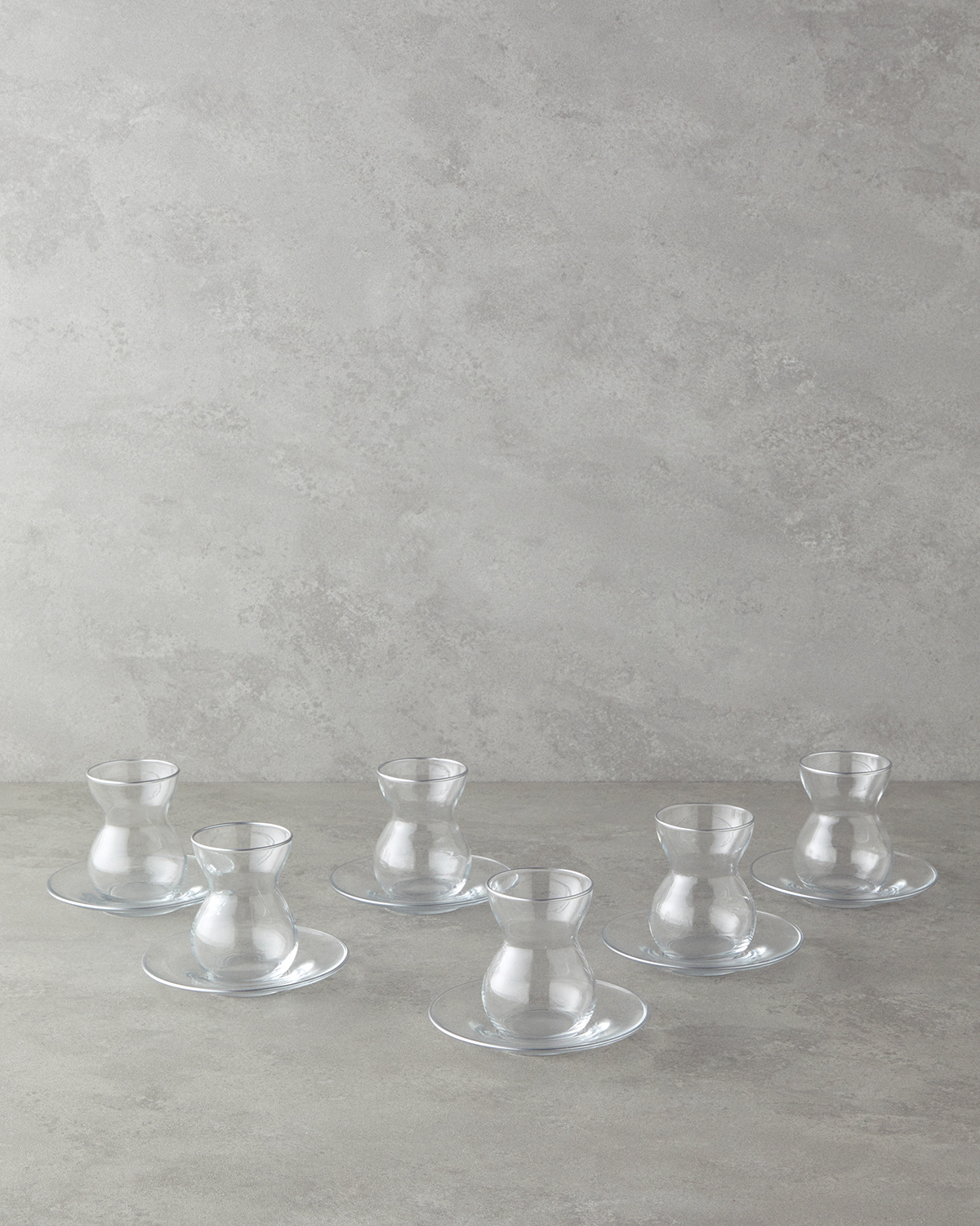 Stellar Glass 12 Pieces 6 Servings Tea Set 140 ml Silver