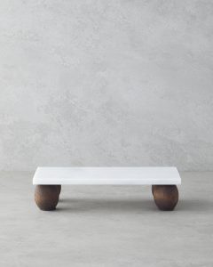 Элегантная мраморная сервировочная тарелка, 12x24 см, белая