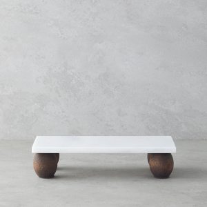 Элегантная мраморная сервировочная тарелка, 12x24 см, белая