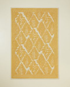 Хлопковый ковёр с петлями «Листья» 120x180 см, горчично-кремовый