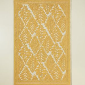 Leafy Cotton Boucle Rug 120x180 cm Mustard - Cream  Хлопковый ковёр с петлями «Листья» 120x180 см, горчично-кремовый