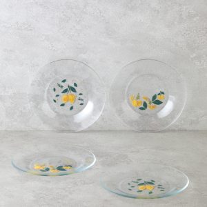 Lemon Glass 4 Pcs Cake Plate 19 cm Yellow - Green