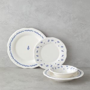 Belleza Porcelain Table Set 24 Pieces, 6 Servings Blue - White