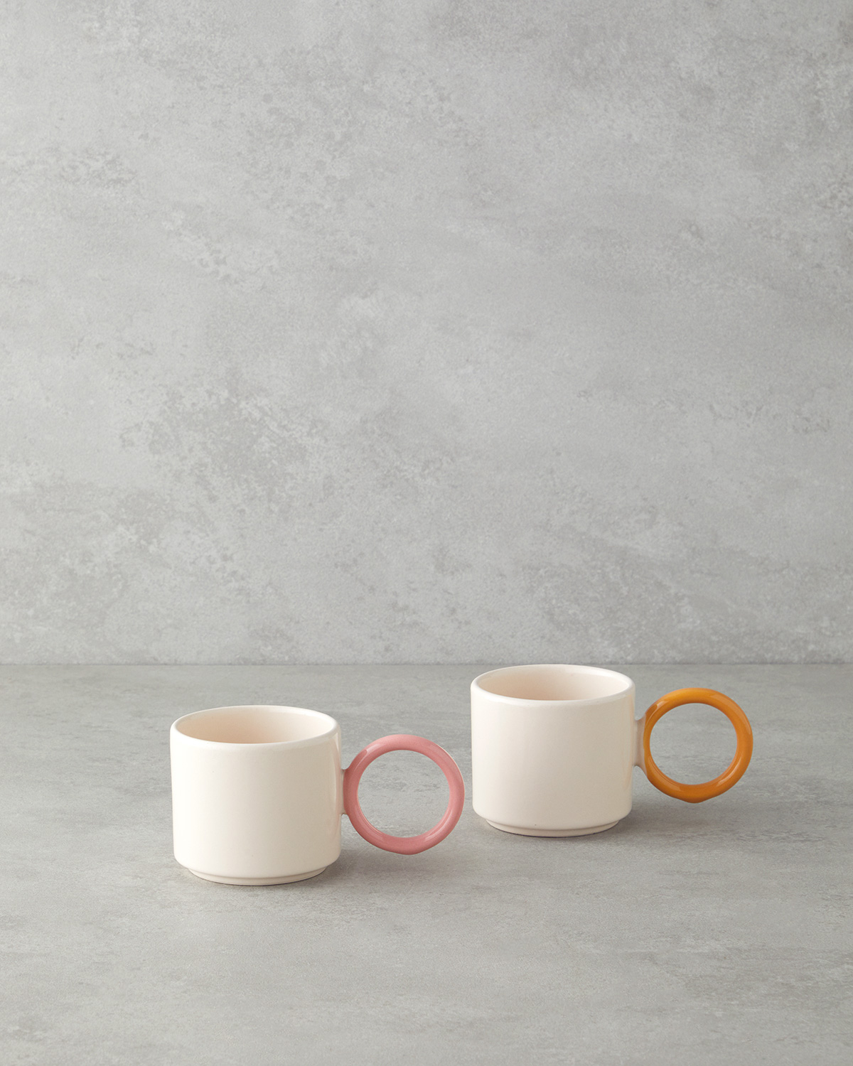 Twin Halo Ceramic 2 pcs Mug 184 ml Pink - Orange