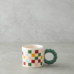 Checkerboard Ceramic Mug 260 ml Colored    Керамическая кружка с шахматным узором 260 мл, цветная