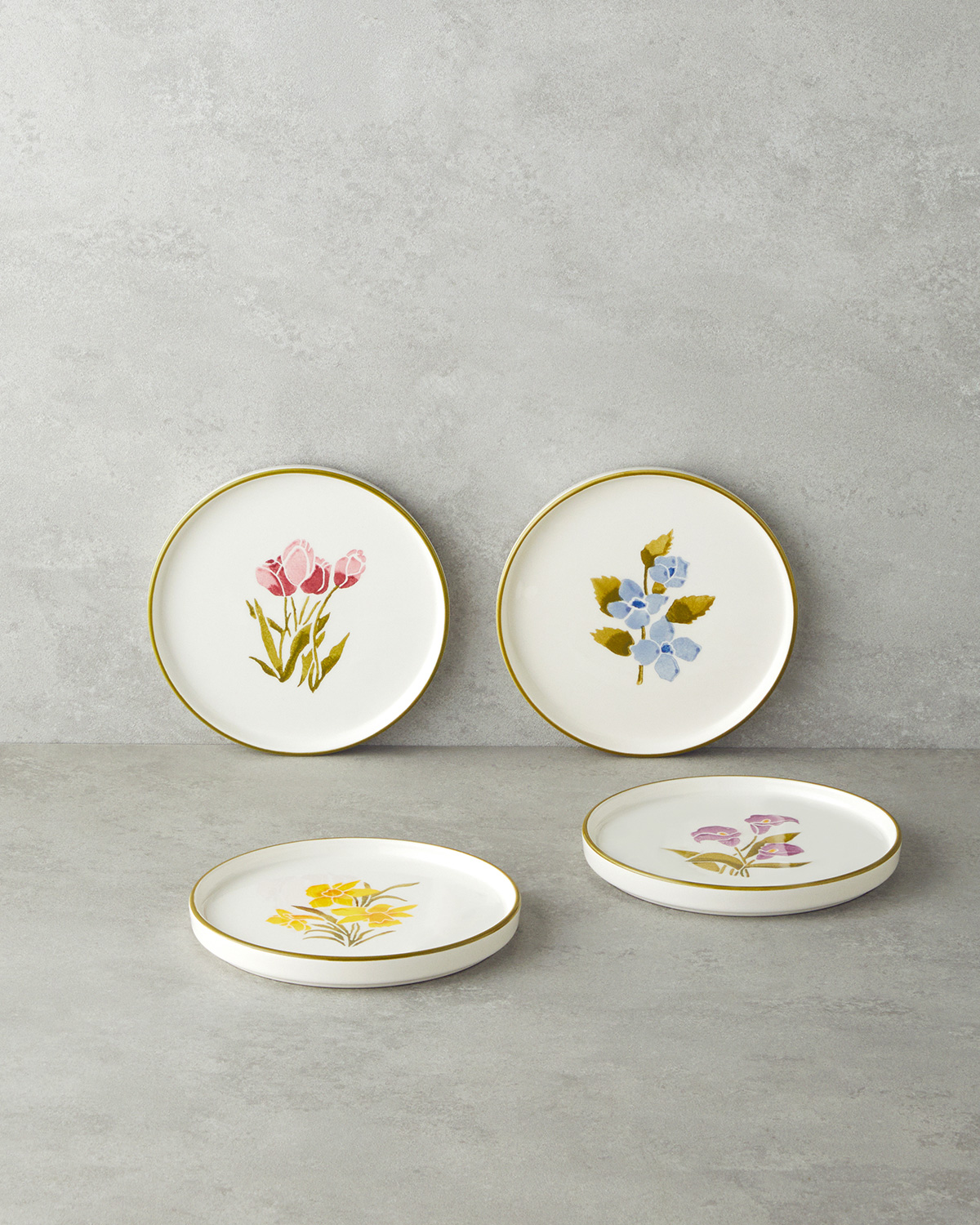 000000010049211001_1 Begonya Ceramic 4 Pcs Cake Plate 16 cm Colored