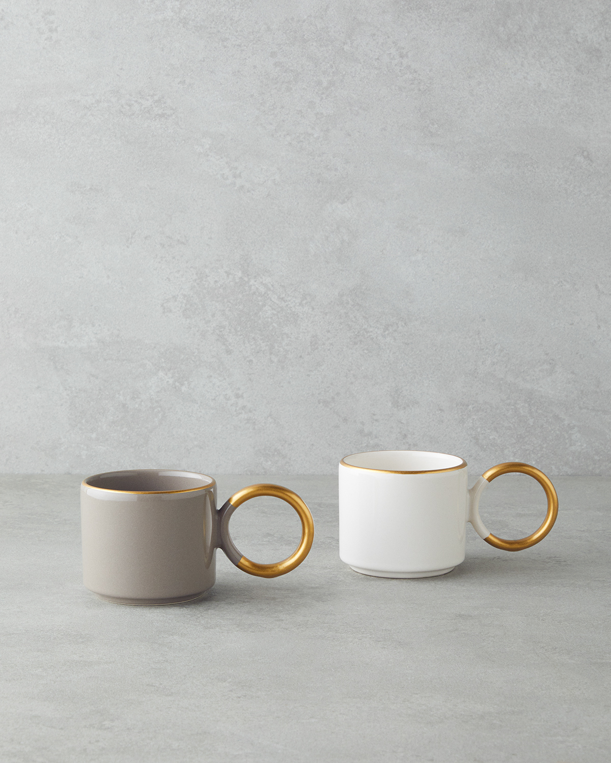 Twin Goldy Ceramic 2 pcs Mug 184 ml Mink- White-Gold