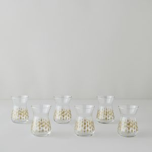 Glass 6 pcs Tea Glass 132 ml Transparent -     Набор из 6 стеклянных чашек для чая "Золотые листья" объемом 132 мл