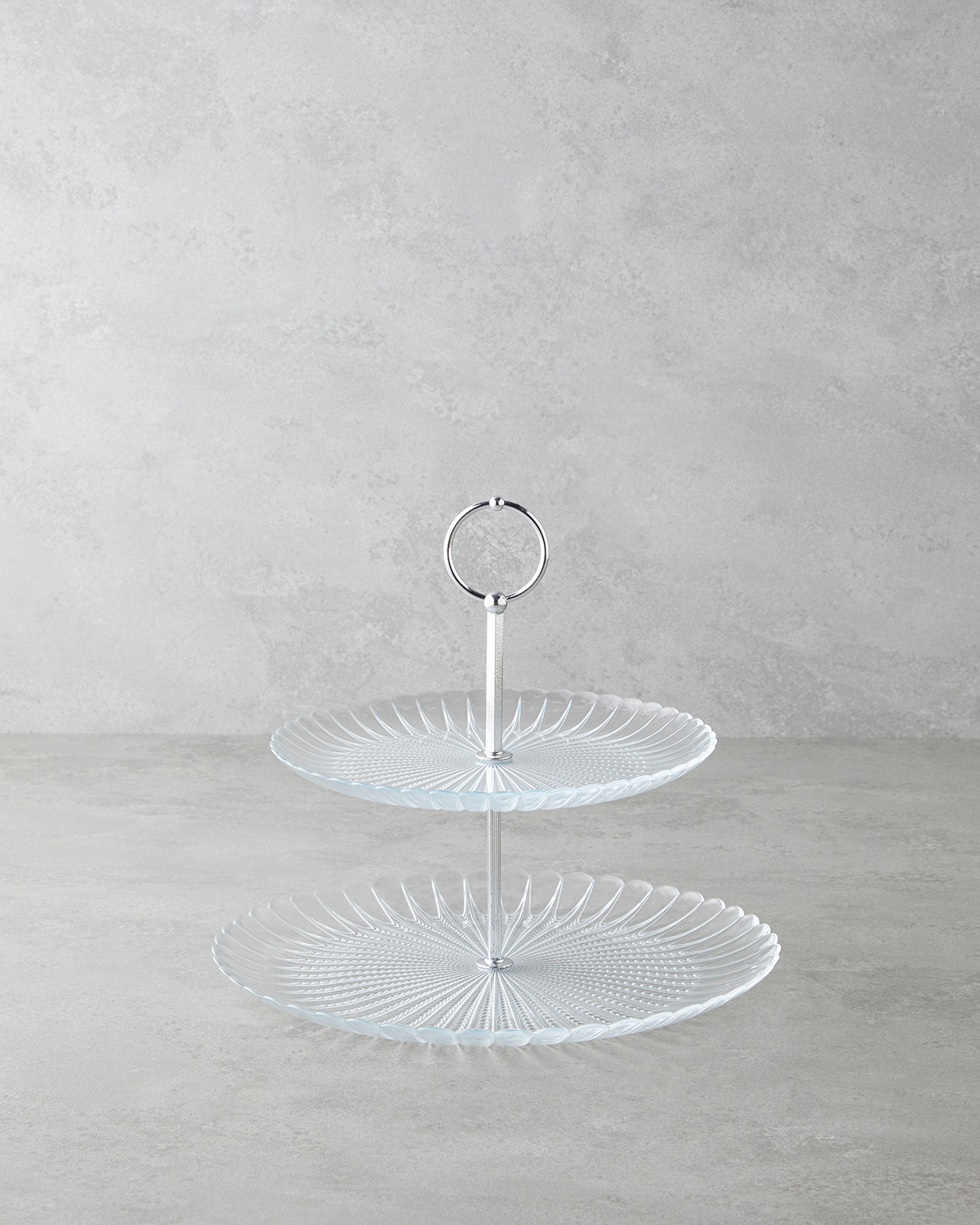 000000010049773001_1 Glass Cookie Stand 21+28 cm Transparent Стеклянный многоярусный сервиз Louise 21+28 см, прозрачный