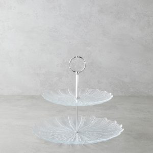 Luce Glass Cookie Stand 21+28 cm Transparent   Сервиз многослойный стеклянный Luce 21+28 см прозрачный