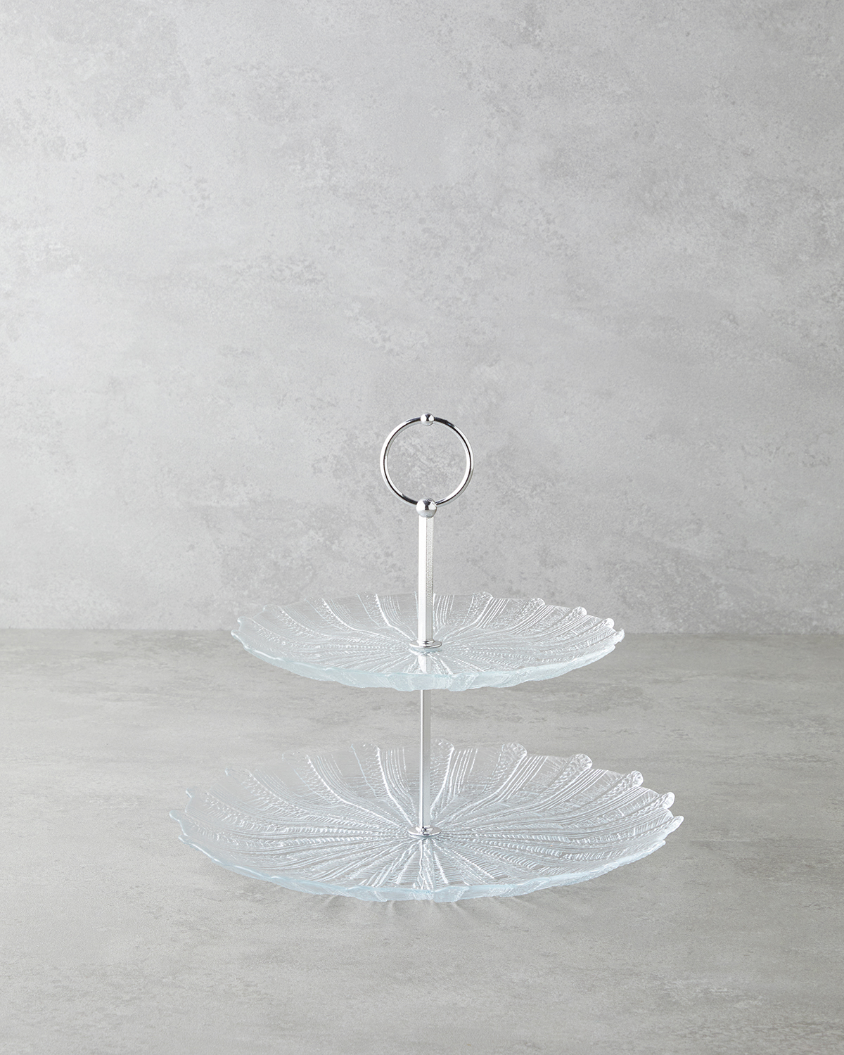 000000010049774001_1 Luce Glass Cookie Stand 21+28 cm Transparent Сервиз многослойный стеклянный Luce 21+28 см прозрачный
